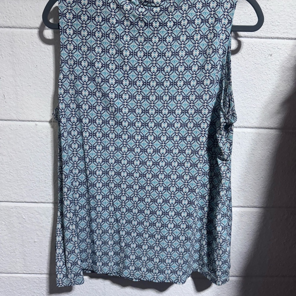 Dana Buchman Blue Geometric Sleeveless Blouse - Picture 3 of 3